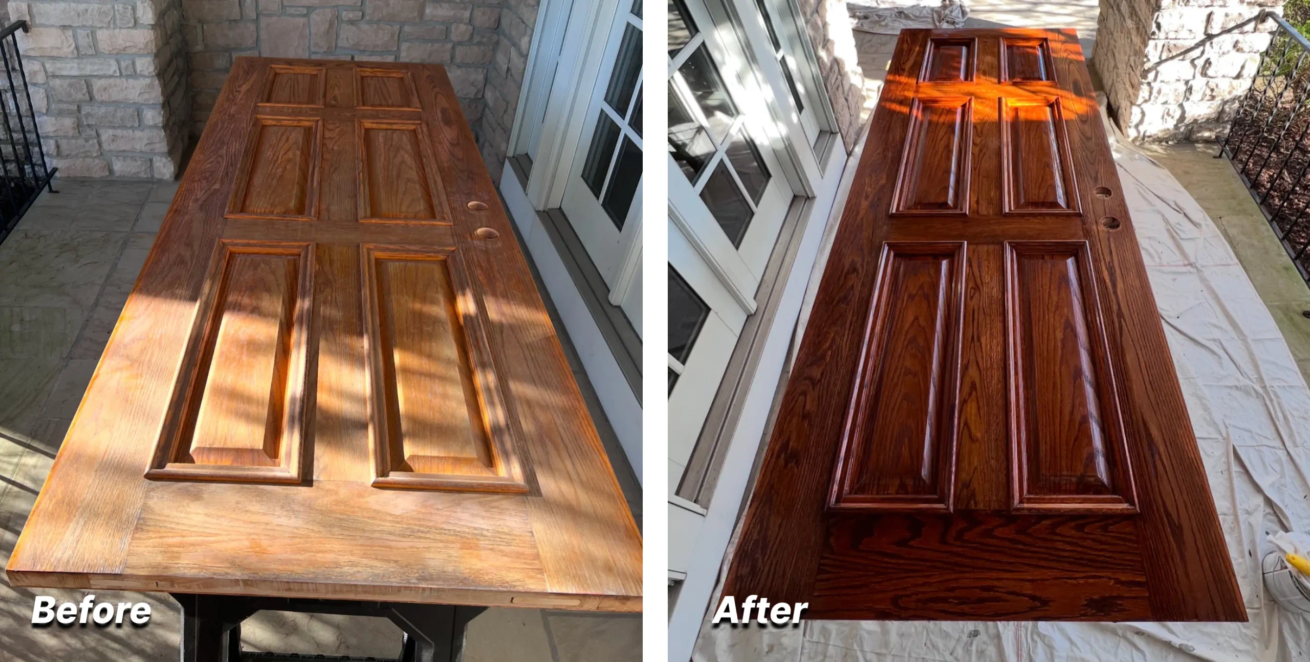 Before after front door finishing