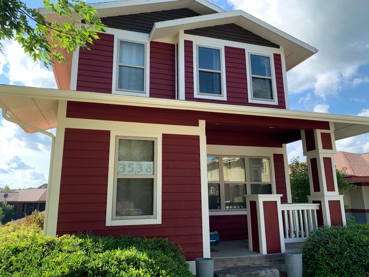 Exterior trim and siding painting on a home near Canterbury Golf Club, Beachwood, OH